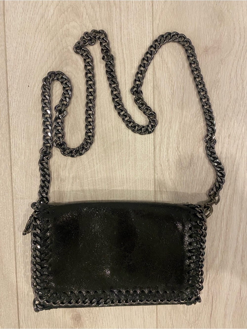 NWOT Made in Italy Black Chain-Trim Crossbody/Clutch Bag